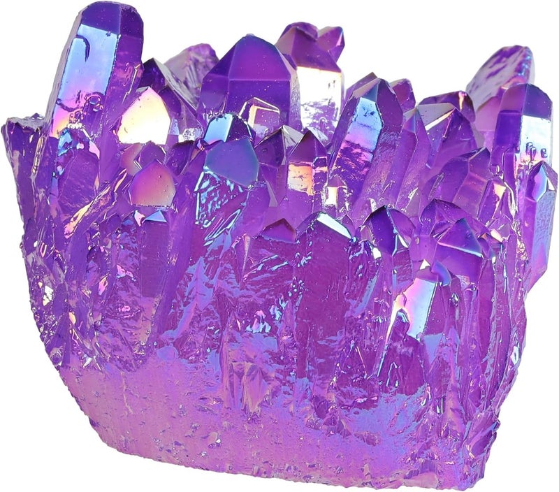 rockcloud Healing Crystal Natural Titanium Coated Light Purple Rock Quartz Cluster Geode Druzy Home Decoration Gemstone Specimen - Image 1