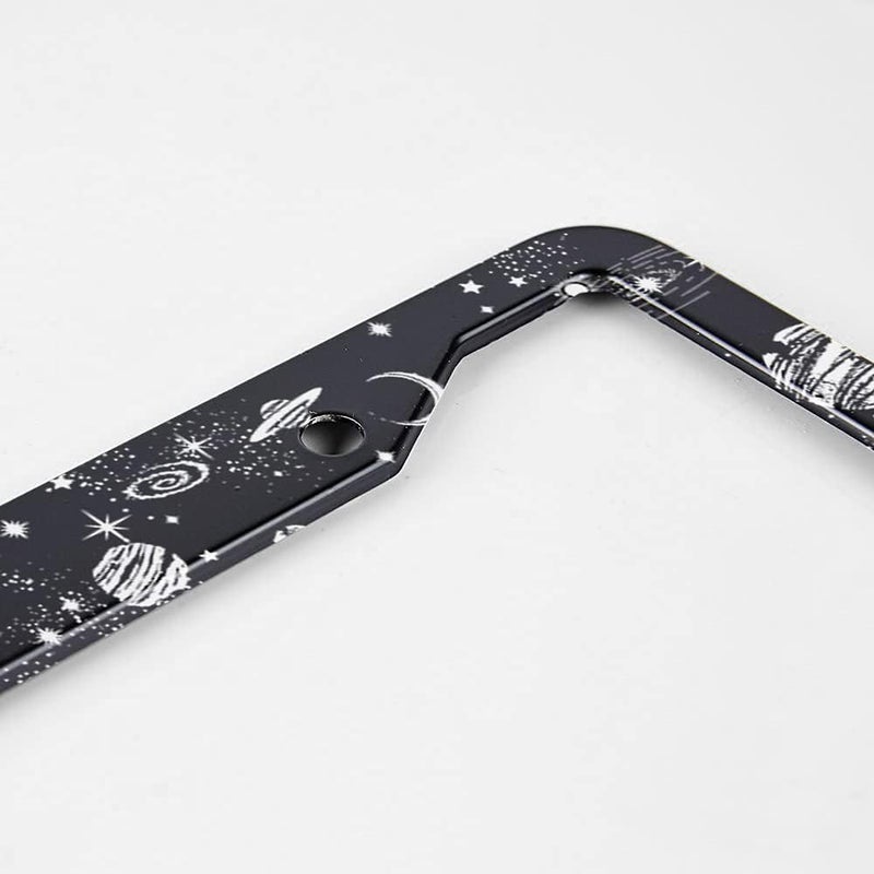 Beabes Space Galaxy License Plate Frame Planets and Stars License Plate Holder Constellation Art Car Tag Frame License Plate Cover Car Accessories 2 Holes Novelty Auto Car Tag Vanity Gift - Image 3