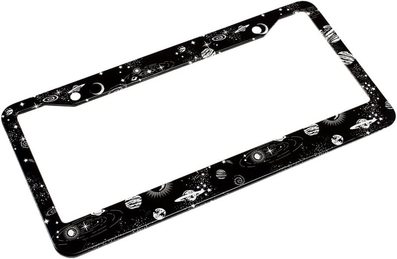 Beabes Space Galaxy License Plate Frame Planets and Stars License Plate Holder Constellation Art Car Tag Frame License Plate Cover Car Accessories 2 Holes Novelty Auto Car Tag Vanity Gift - Image 4