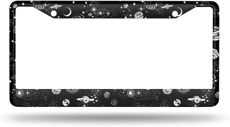 Beabes Space Galaxy License Plate Frame Planets and Stars License Plate Holder Constellation Art Car Tag Frame License Plate Cover Car Accessories 2 Holes Novelty Auto Car Tag Vanity Gift - Image 2