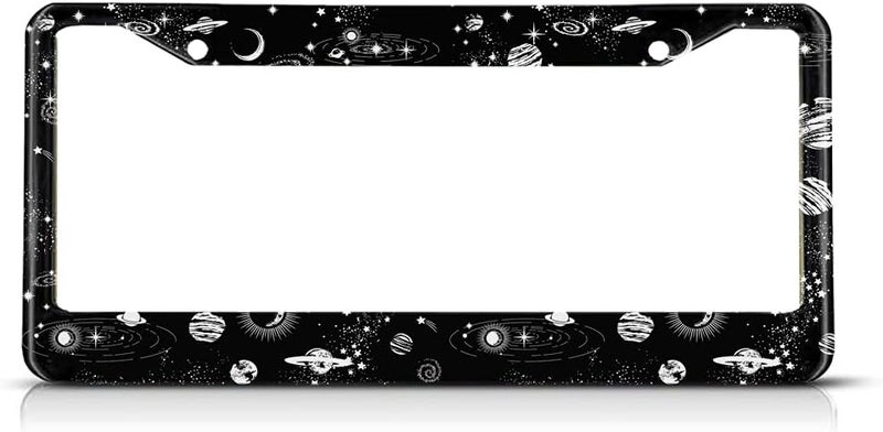 Beabes Space Galaxy License Plate Frame Planets and Stars License Plate Holder Constellation Art Car Tag Frame License Plate Cover Car Accessories 2 Holes Novelty Auto Car Tag Vanity Gift - Image 1