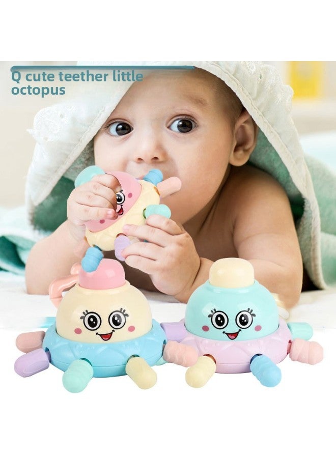 Baby Teething Toy Q Cute Soft Rubber Animal Baby Molars Newborn 0-12 Months Educational Gift-Color:Small Octopus + Color Dumbbell (random Color)