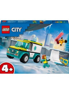 LEGO City Emergency Ambulance & Snowboarder 60403 Building Toy Set (79 Pieces)  - Image 2