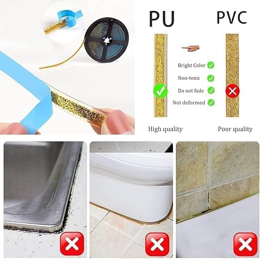 MISSLO 1 PCS Caulk Strip Self Adhesive, Caulk Tape Sealant Strip Waterproof, Decorative Gap Sealing Tape for Bathroom, Kitchen, Caulk Tape Sealant Strip Waterproof - Image 5