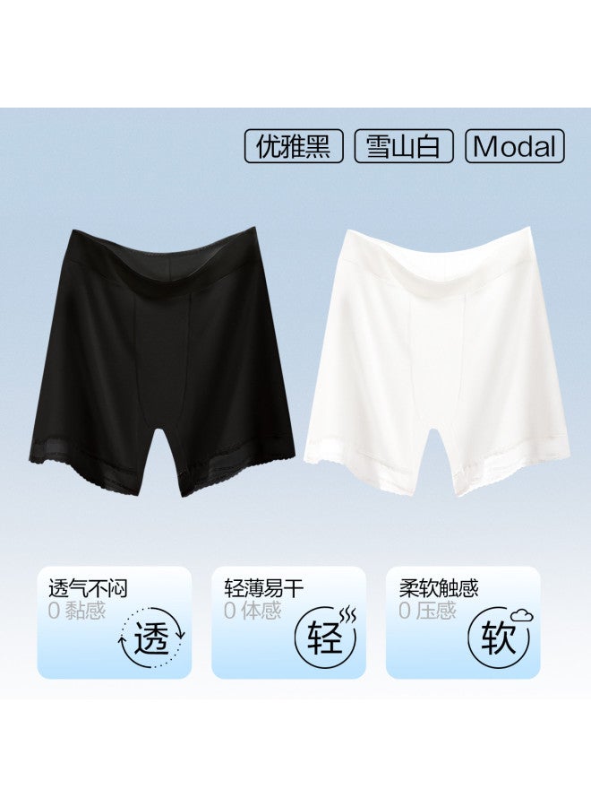 Red Bean Lace-Trimmed Women'S Briefs, Summer Thin Seamless Underwear, Anti-Peep Safety Shorts - Image 3