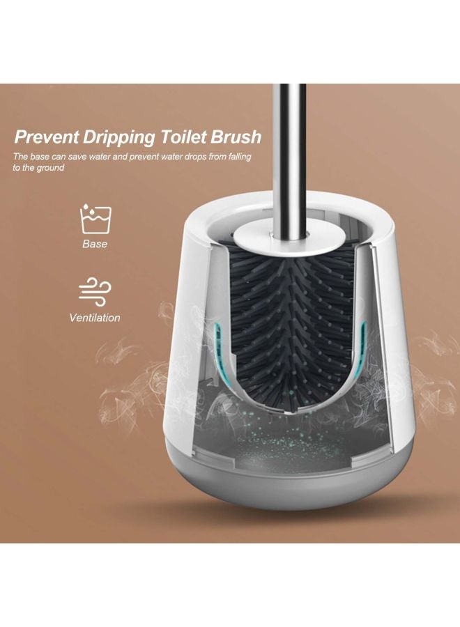 Wall-Mounted Toilet Brush And Holder White/Silver 6.69x5.71x5.71cm - Image 3