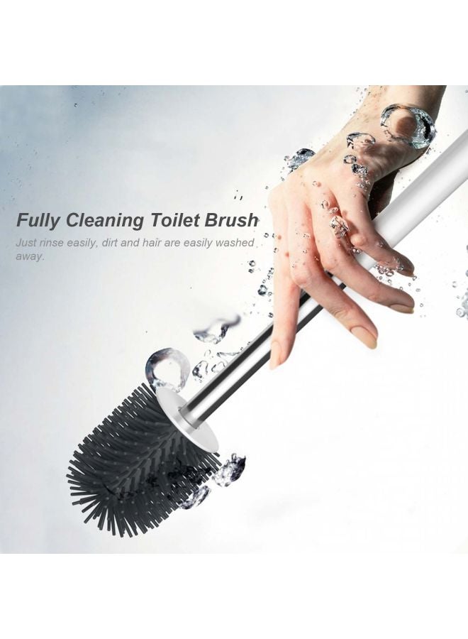 Wall-Mounted Toilet Brush And Holder White/Silver 6.69x5.71x5.71cm - Image 2