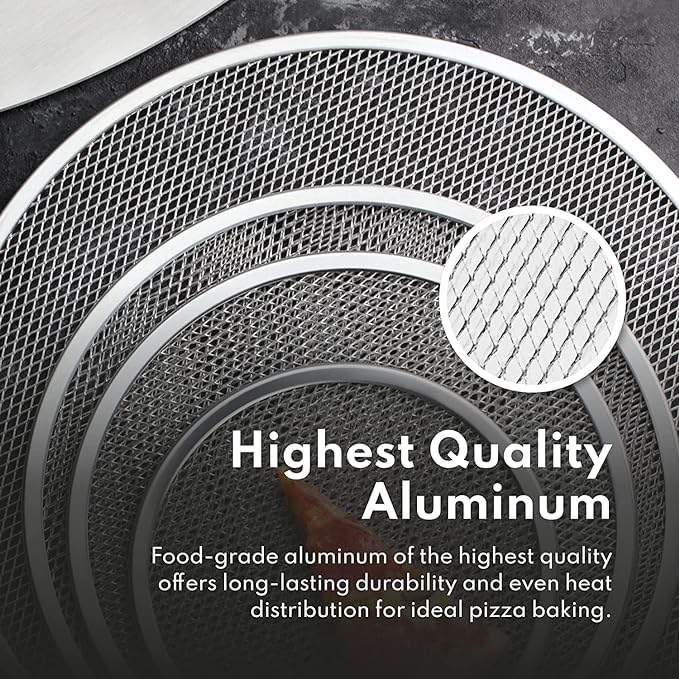PAUL SONS PAUL SONS Hospitality Seamless Aluminum Pizza Screen Non Stick Mesh Baking Tray Kitchen Tool for Oven BBQ 13 Inch Pack of 5Pc  - Image 3