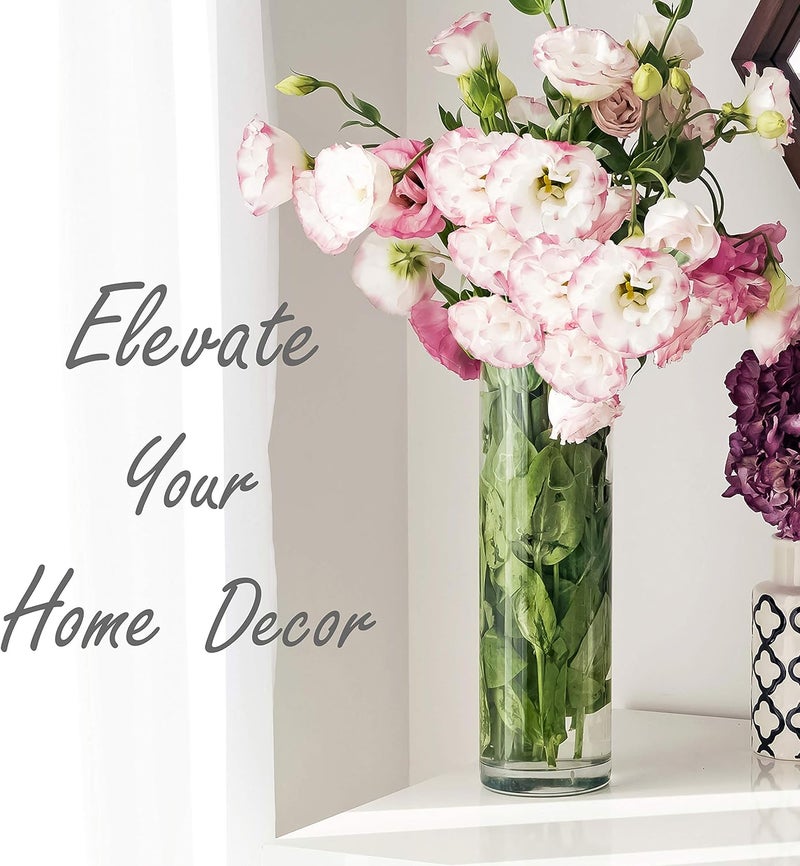 CYS EXCEL Clear Glass Cylinder Vase (H:12" D:4") | Multiple Size Choices Glass Flower Vase Centerpieces | Hurricane Floating Candle Holder - Image 3