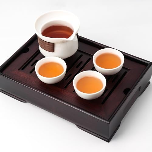 Lyty Mini Bamboo Chinese Tea Tray - 11 x 7 inch Japanese Tea Serving Tray, Small Gongfu Tea Table Set with Reservoir Type Water Storage Box (M) - Image 2