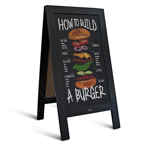 HBCY Creations A Frame Chalkboard by HBCY Creations 40x20 Solid Wood AFrame Sign Black DoubleSided Magnetic Board Chalkboard Menu Board for Restaurants Cafs Weddings  Heavy Duty Hinges