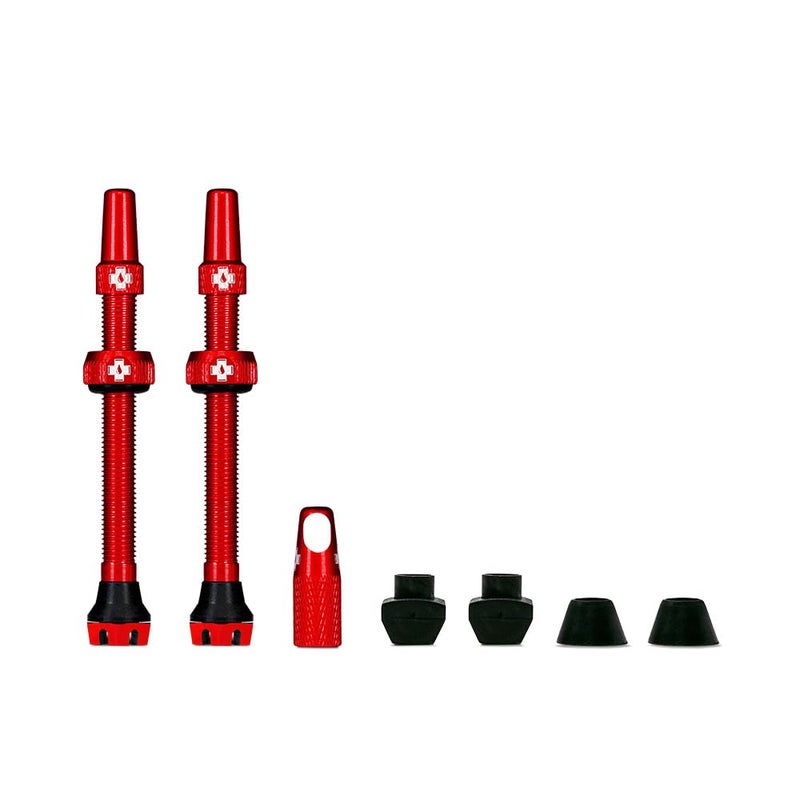 MucOff Tubeless Valves V2 Red 60mm  Tubeless Valve Stems with Valve Core Removal Tool for Tubeless Tires  Includes Presta Valve Stem Caps
