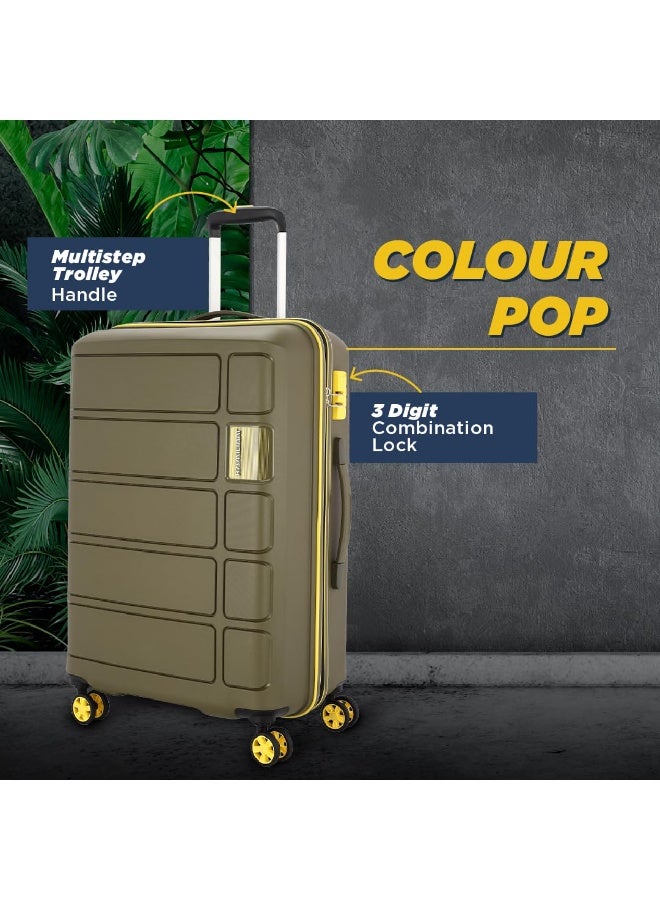 Kamiliant by American Tourister Harrier Zing|Trolley Bag Set of 3 (55+68+79 cms) for Travel| Hard Case Polypropylene (PP) Suitcase|360° 8-Wheel Spinner Luggage Trolley|Combination Lock|Military Olive - Image 3