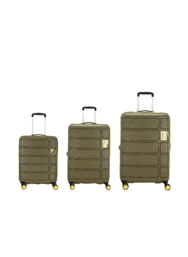 Kamiliant by American Tourister Harrier Zing|Trolley Bag Set of 3 (55+68+79 cms) for Travel| Hard Case Polypropylene (PP) Suitcase|360° 8-Wheel Spinner Luggage Trolley|Combination Lock|Military Olive - Image 1