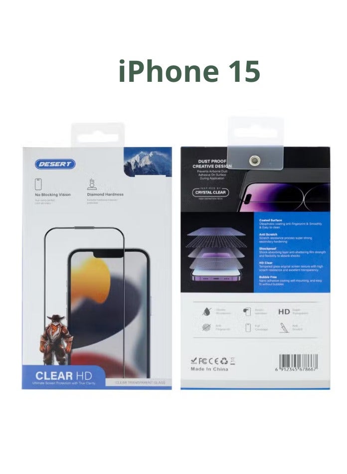 Desert Clear Screen Protector for iPhone 15, Desert Diamond Hardness - Image 3