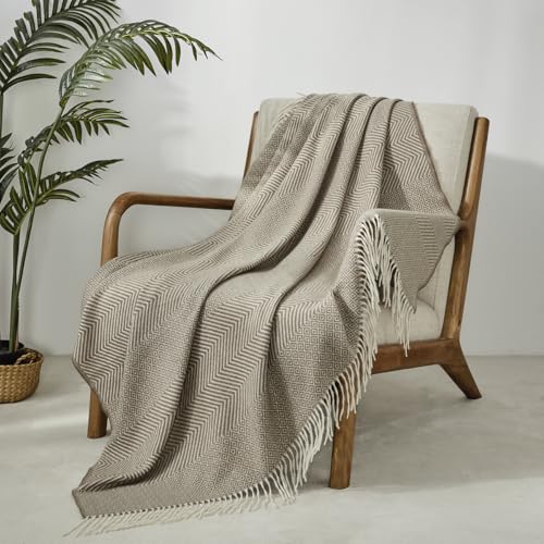 CREVENT 50X60 Farmhouse Breathable Soft and Warm Classic Throw Blanket for Sofa Couch Bed Faux Cashmere Home Decoration Throw with Tassles Coffee - Image 3