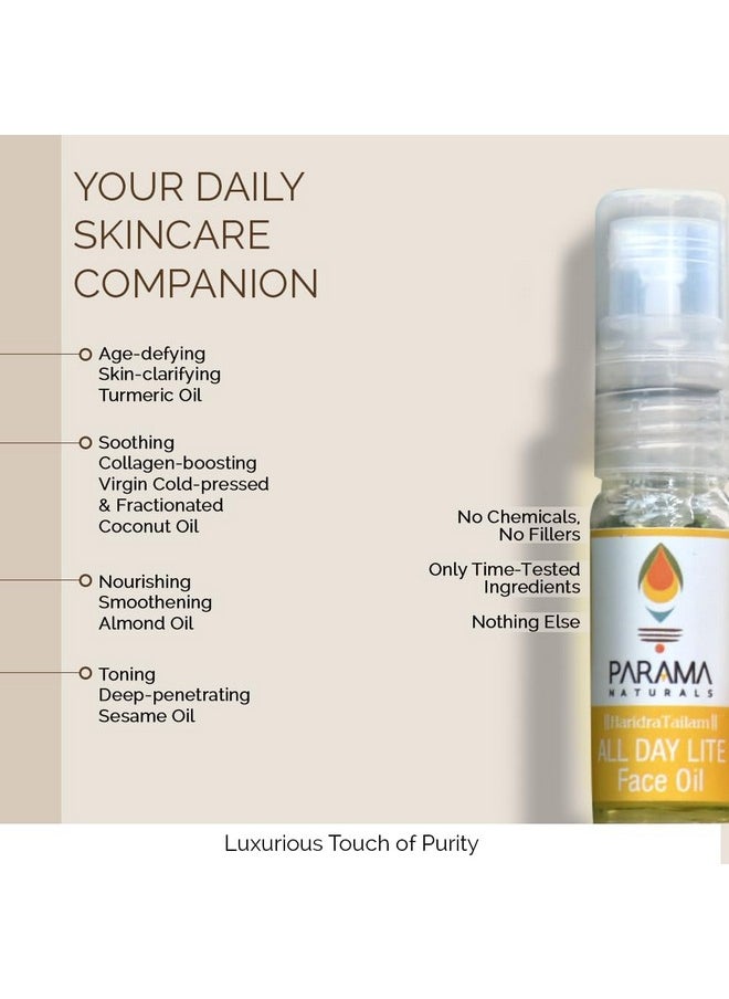 PARAMA NATURALS - Turmeric All Day Lite Moisturizing Face Oil 5Ml For Skin Brightening & Radiant Glow Antiaging Nongreasy Oil Sensitive & Acneprone Skin. - Image 1