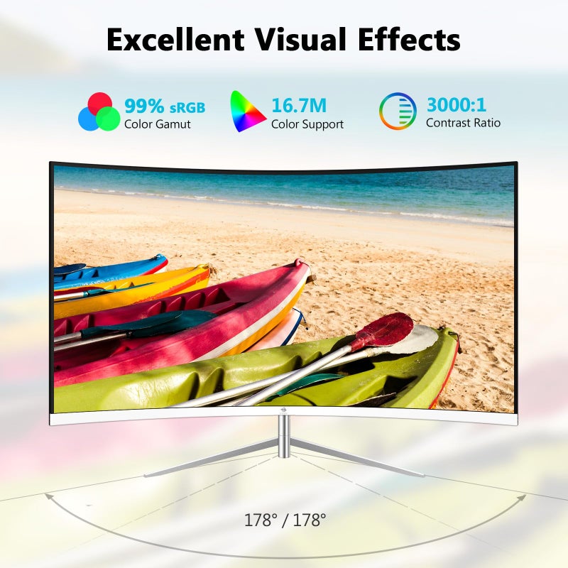 Z Z-Edge شاشة الألعاب المنحنية Z-Edge بحجم 27 بوصة، دقة Full HD 1080P 1920x1080 مع إضاءة خلفية LED، بمعدل تحديث 100Hz وتقنية العناية بالعين، وزاوية عرض واسعة 178 درجة، VGA+HDMI - Image 3