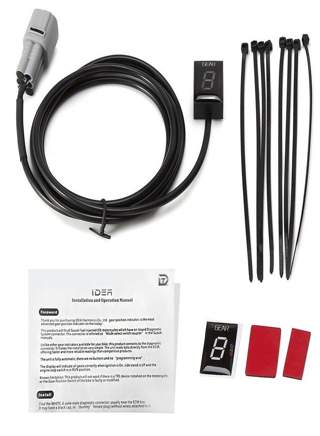 آيديا مؤشر تروس الدراجة النارية من IDEA لسوزوكي، مؤشر تروس LED أحمر مقاوم للماء لسوزوكي، مستشعرات ذراع ناقل الحركة مع شاشة LED للدراجة النارية، سهل التركيب (أحمر) - Image 5