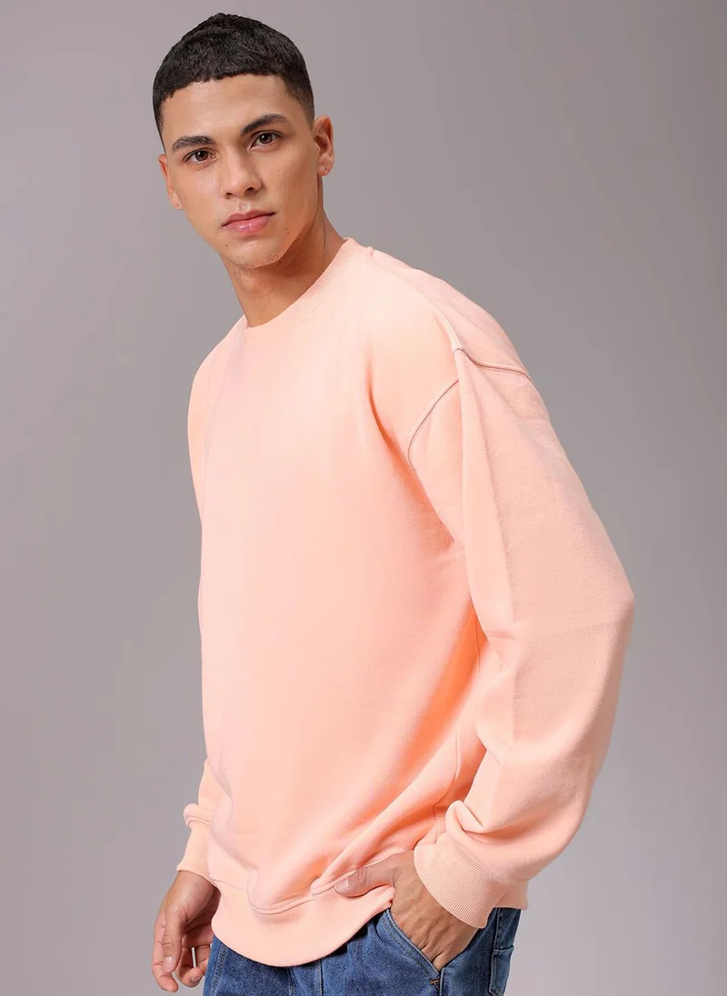 ذا انديان كراج كو Men Oversized Solid Crew Neck Overhead Sweatshirt