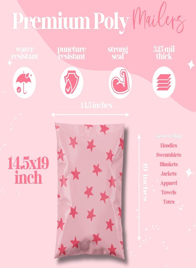 Pretty Package Store 14.5x19 Designer Poly Mailer 100 Pack Heavy Duty Waterproof Self Seal Shipping Bags for Small Business Large Mailing Envelopes Bulk Tear Resistant Cute Packaging Seeing Stars Pink - Image 3