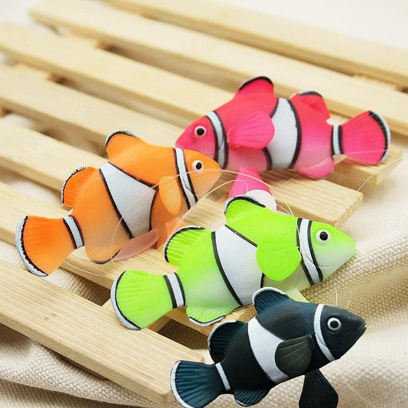 Eyech 4Pcs Silicone Artificial Clownfish Set Harmless Aquarium Ornament Floating Glowing Colorful Fake Fish for Fish Tank Decor - Image 4