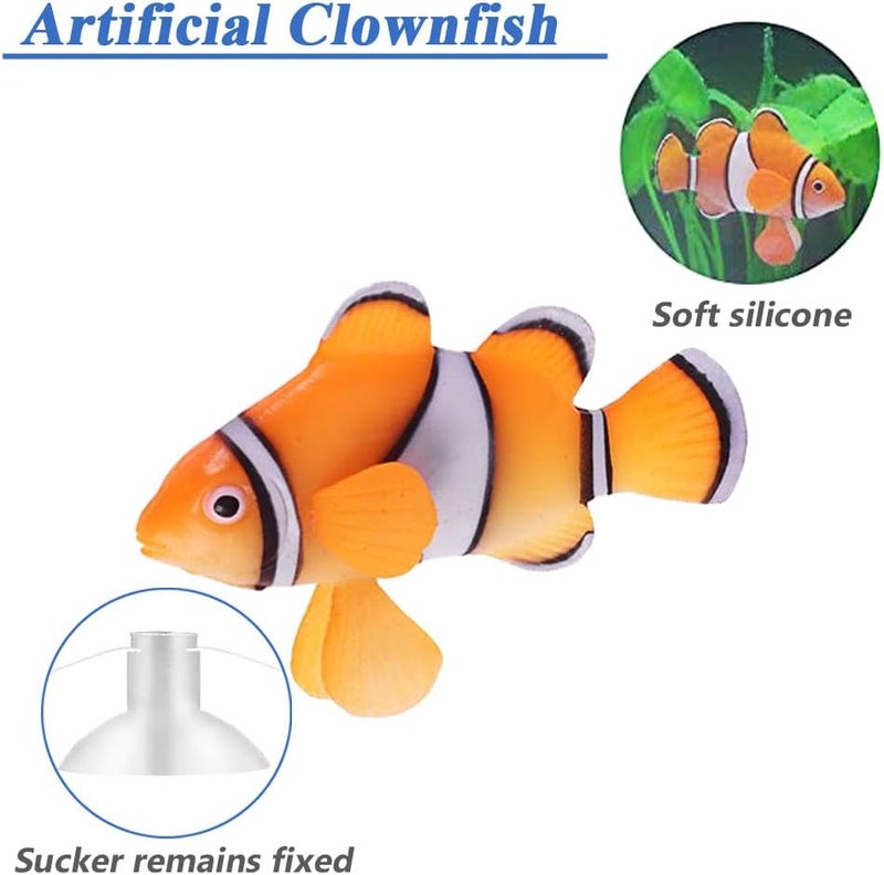 Eyech 4Pcs Silicone Artificial Clownfish Set Harmless Aquarium Ornament Floating Glowing Colorful Fake Fish for Fish Tank Decor - Image 3