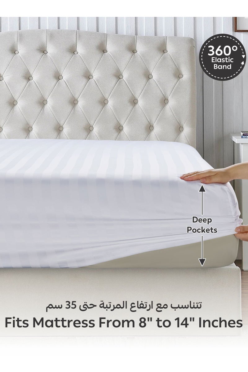 Donetella 3-Piece Striped Bedding Set – Super King Fitted Sheet 200x200+35 cm with All-Around Elastic & 2 Matching Pillowcases - Image 5