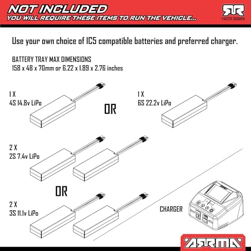 ARRMA شاحنة ARRMA RC 18 Notorious 4X4 6S BLX BRUSHLESS V6 شاحنة حيل RTR البطارية والشاحن غير متضمنين باللون الأسود ARA8611V6T1 - Image 5