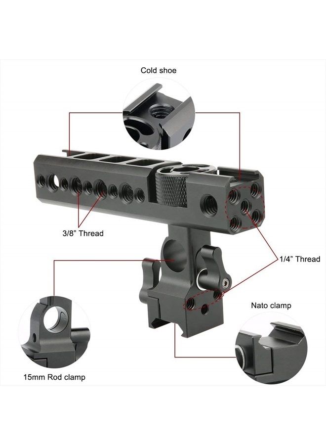 NICEYRIG Quick Release NATO Top Handle with 15mm Rod Clamp, Cold Shoe Mounts for DSLR Camera/Camcorder/Cinema Camera Cage - Image 4