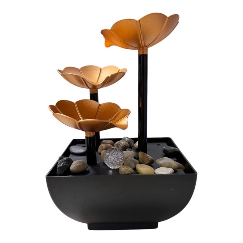 Mini Waterfall Fountain with Natural River Rocks Tabletop Relaxation Meditation Indoor for Office and Entertainment Space - Image 1