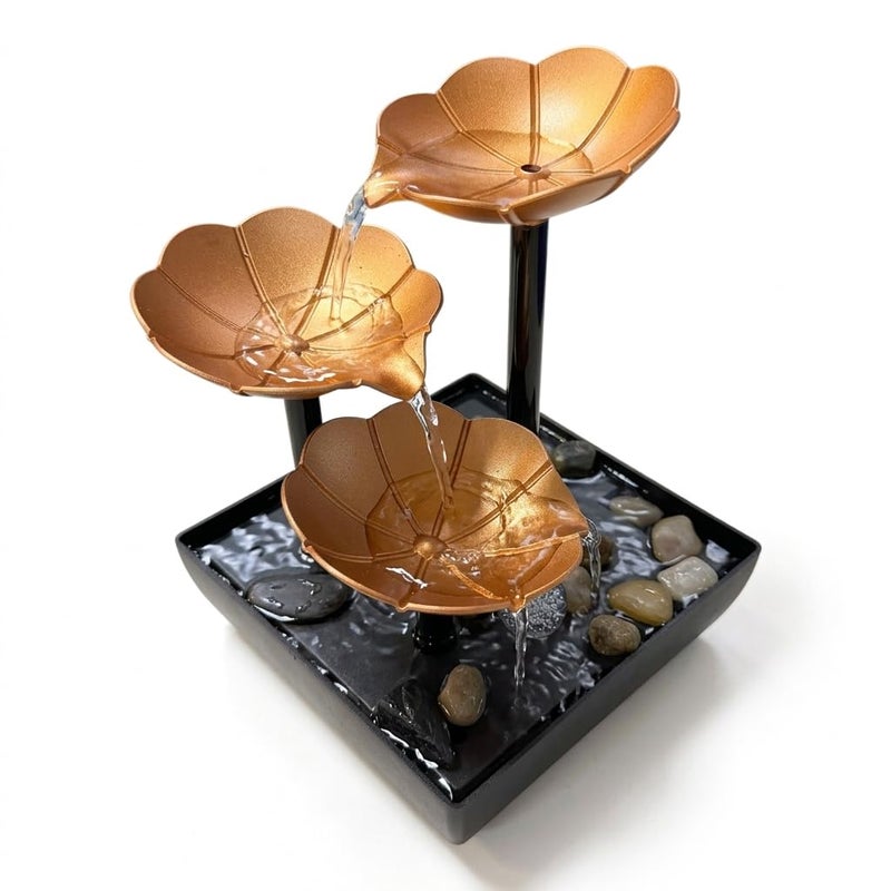 Mini Waterfall Fountain with Natural River Rocks Tabletop Relaxation Meditation Indoor for Office and Entertainment Space - Image 2