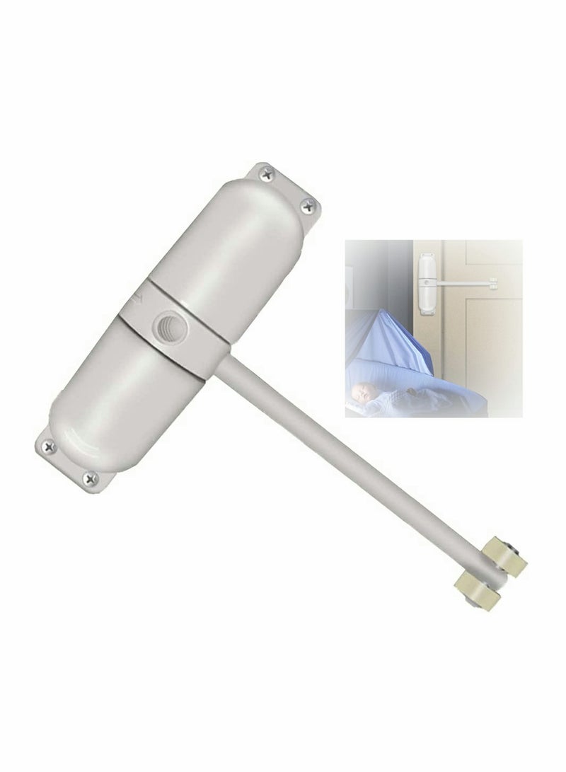 SYOSI Automatic Door Closer Safety Wheel Roller Spring Door Closer Easy to Install to Convert Hinged Doors to Self Closing Diecast Construction White  - Image 1