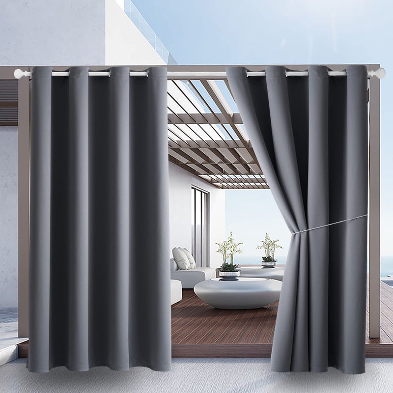 DIVA EN CAMINO DEC Waterproof Outdoor Curtain W52 x L84  Grommet Top Sunlight Blocking Window Treatment Drapes Blackout Curtains for Home Bedroom Living Room Patio Porch Pergola Cabana Gazebo 2 Panels