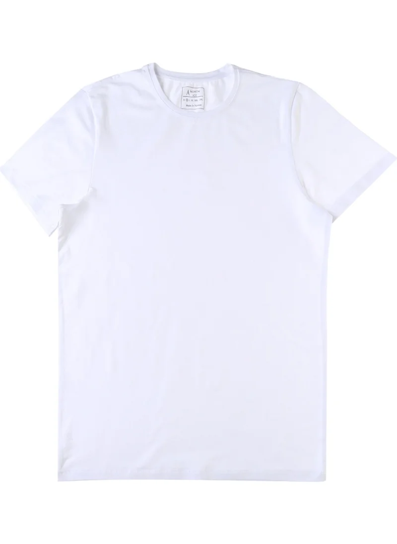 North Ice Crew Neck Plain White Men's T-Shirt NI202210504