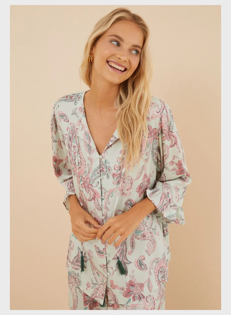 women'secret Button Detail Pyjama T-Shirt And Pyjama Pants