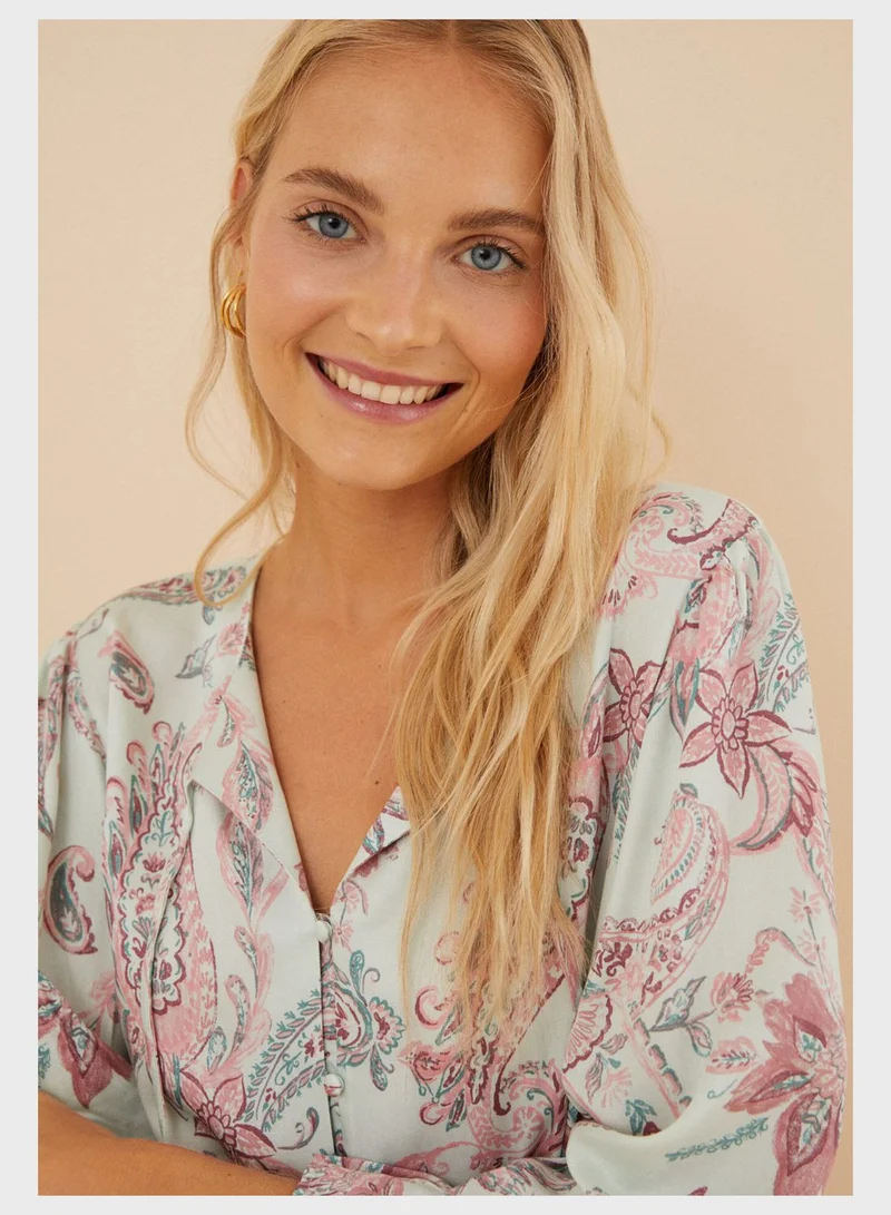 women'secret Button Detail Pyjama T-Shirt And Pyjama Pants