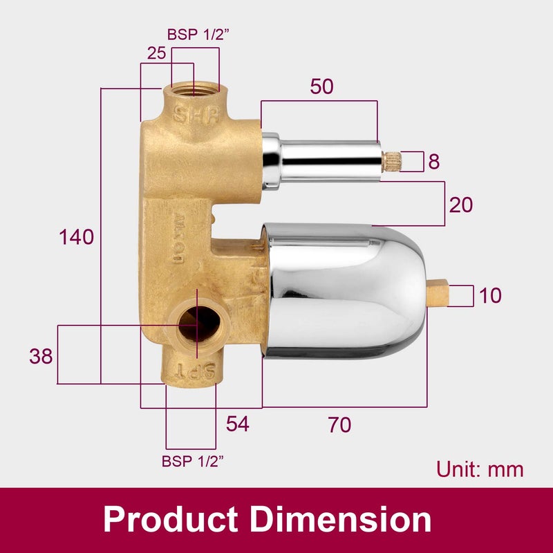 ALTON LEO13050 Brass Concealed Body High Flow Diverter Full Set With Bath Tub Spout And SS304 Grade 8INCH Overhead Shower Chrome Finish - Image 2