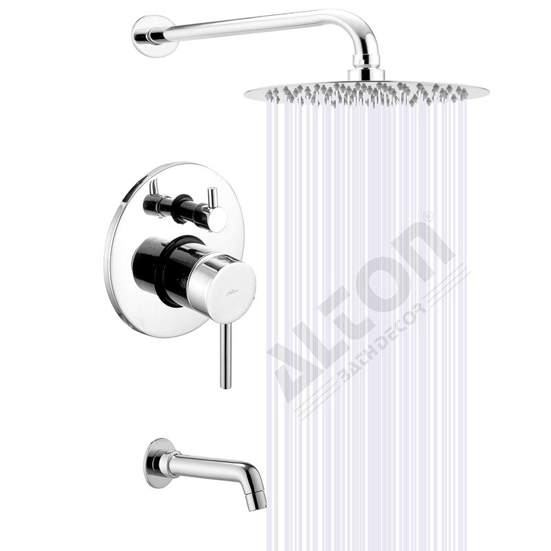 ALTON LEO13050 Brass Concealed Body High Flow Diverter Full Set With Bath Tub Spout And SS304 Grade 8INCH Overhead Shower Chrome Finish - Image 1