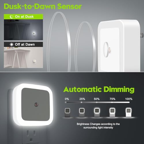 Hudux Sensor Night Light, Plug into Wall, LED Night Light for Adults, Bedroom, Cool White, 1Pcs - Image 3