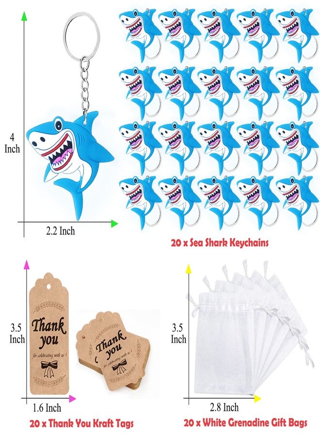 CiciBear 60 Pack Sea World Party Decorations for Guests, 20 Shark Keychains, 20 Tags and 20 Gift Bags for Under the Sea Party, Kids Birthday, Baby Shower - Image 2