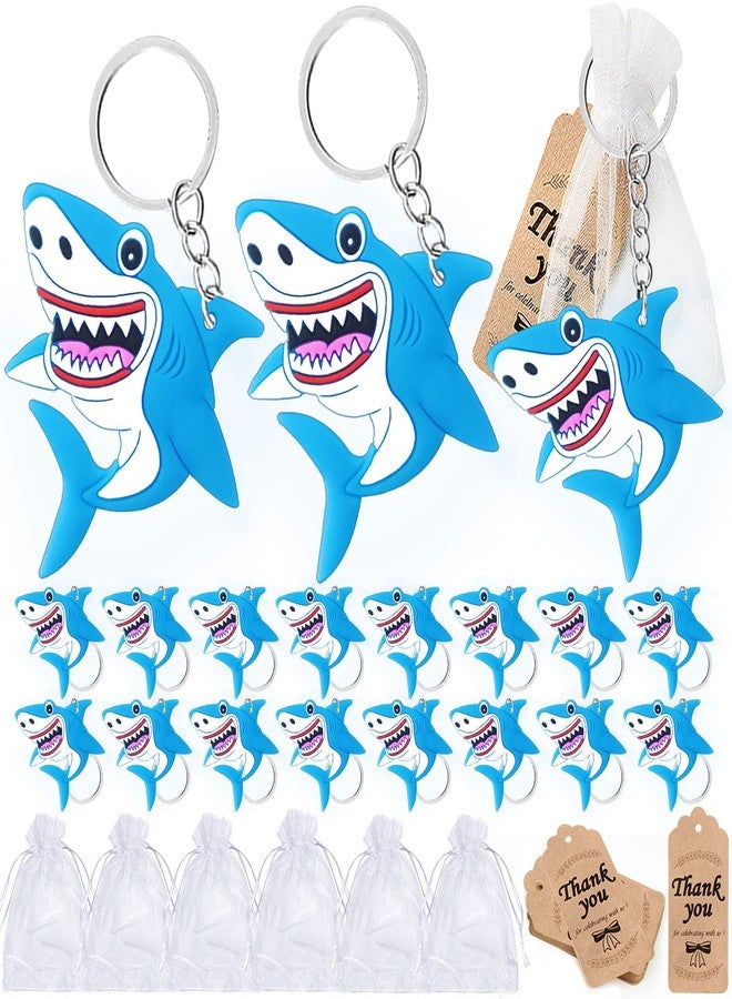 CiciBear 60 Pack Sea World Party Decorations for Guests, 20 Shark Keychains, 20 Tags and 20 Gift Bags for Under the Sea Party, Kids Birthday, Baby Shower - Image 1