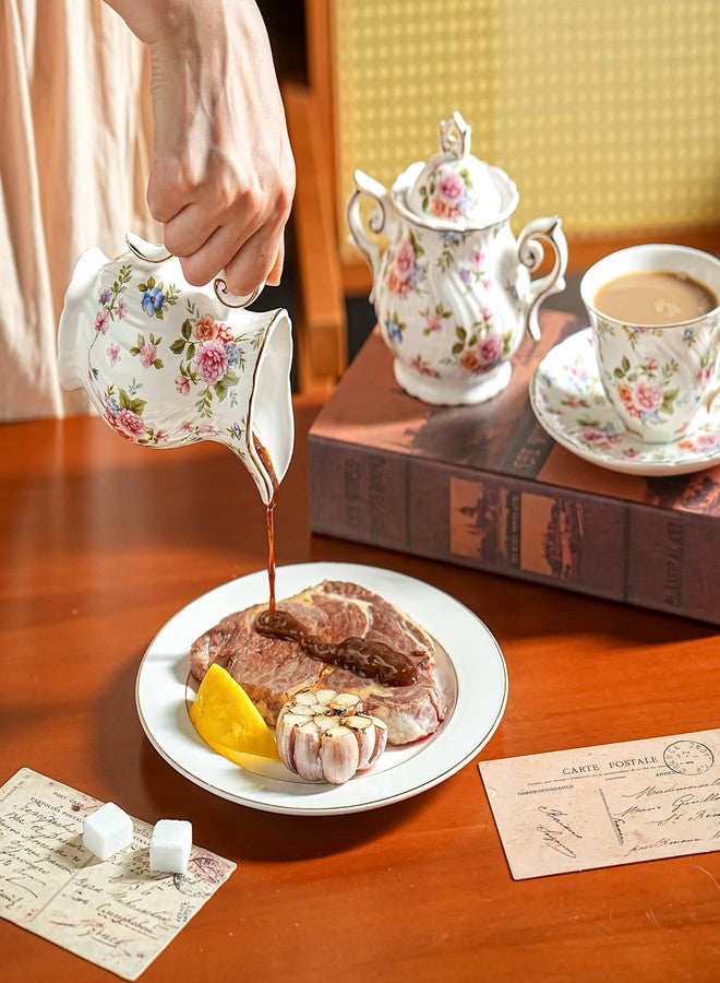 Agyiuns Sugar and Creamer Set Ceramic (White with small flowers) - Image 5