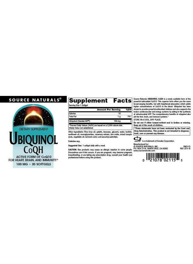 سورس ناتشورالز يوبيكوينول CoQH - 100 ملجم، 30 كبسولة هلامية - Image 4