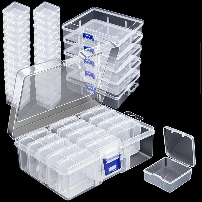 EARTHCONE 13pcs Clear Storage Box and Organizer for Small Bead Jewelry pearls nails Crochet Sewing Scrapbooking DIY Craft 1Set - Image 1