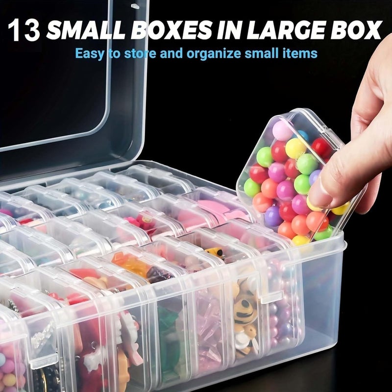 EARTHCONE 13pcs Clear Storage Box and Organizer for Small Bead Jewelry pearls nails Crochet Sewing Scrapbooking DIY Craft 1Set - Image 4