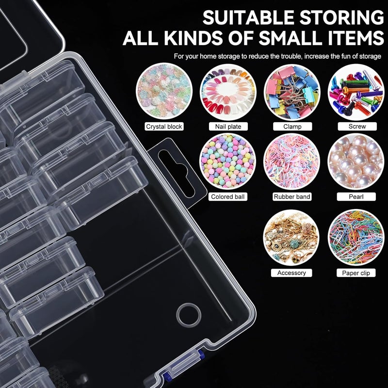 EARTHCONE 13pcs Clear Storage Box and Organizer for Small Bead Jewelry pearls nails Crochet Sewing Scrapbooking DIY Craft 1Set - Image 3