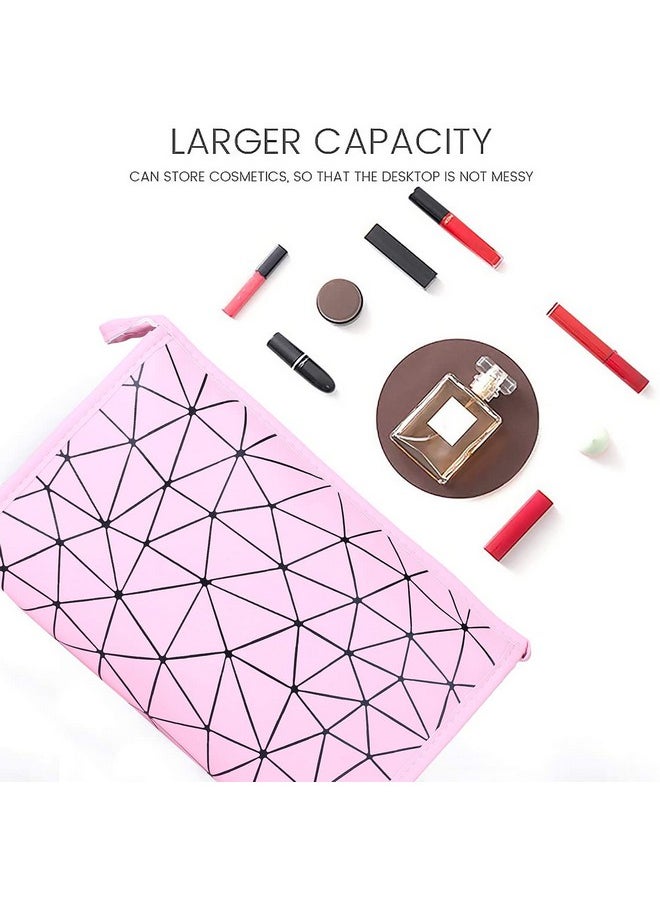 NFI essentials NFI essentials PU Diamond Print Makeup Pouch for Women Stylish Pouches for Makeup Accessories Storage Cosmetic Pouches Make up Bag for Girls (Pink)  - Image 5