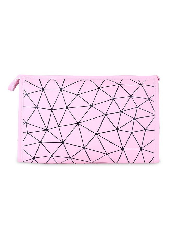 NFI essentials NFI essentials PU Diamond Print Makeup Pouch for Women Stylish Pouches for Makeup Accessories Storage Cosmetic Pouches Make up Bag for Girls (Pink)  - Image 1