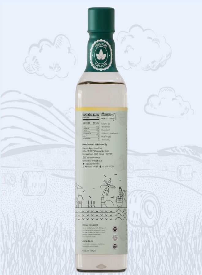 Just Pressed Combo Pack Of Coconut Oil (1000ml) Each | Wood Cold Pressed (Kacchi Ghani) | Multipurpose Oil, Edible Oil Extracted on Wooden Churner (Pack Of 1) - Image 2